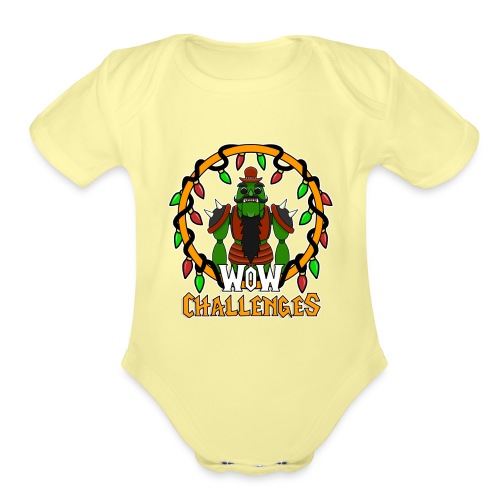 WoW Challenges Holiday Orc WHITE - Organic Short Sleeve Baby Bodysuit