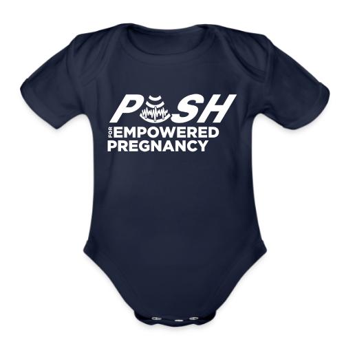 PUSH Logo Gear (White) - Organic Short Sleeve Baby Bodysuit
