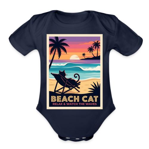 Beach Cat - Organic Short Sleeve Baby Bodysuit