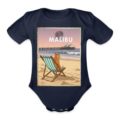 Malibu Beach cat - Organic Short Sleeve Baby Bodysuit