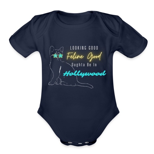 Feline Good Hollywood Star - Organic Short Sleeve Baby Bodysuit