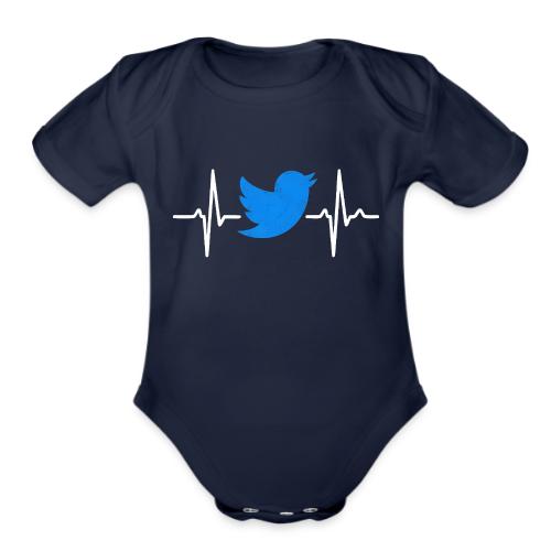 Social Media Heartbeat Blue Bird Graphic - Organic Short Sleeve Baby Bodysuit