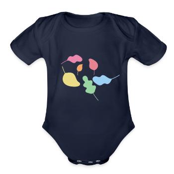 Heartstopper Leaves - Organic Short Sleeve Baby Bodysuit - dark navy - Front
