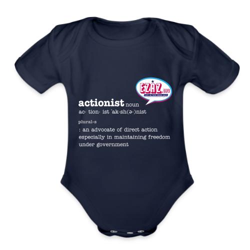 Actionist white ink - Organic Short Sleeve Baby Bodysuit
