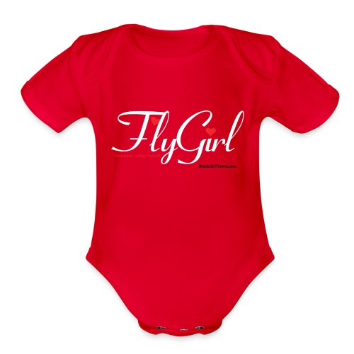 FlyGirlTextWhite W Black png - Organic Short Sleeve Baby Bodysuit