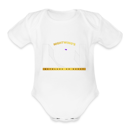Nightwing All White Logo - Organic Short Sleeve Baby Bodysuit