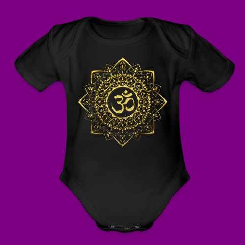 OM - Gold Mandala - Organic Short Sleeve Baby Bodysuit