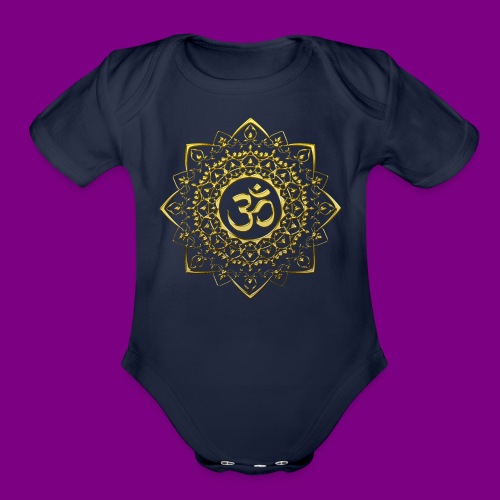 OM - Gold Mandala - Organic Short Sleeve Baby Bodysuit