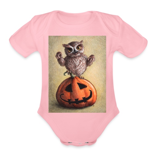 Funny Halloween Owl - Organic Short Sleeve Baby Bodysuit