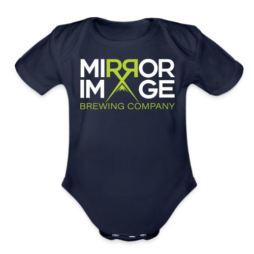 MIBCO Green_White - Organic Short Sleeve Baby Bodysuit