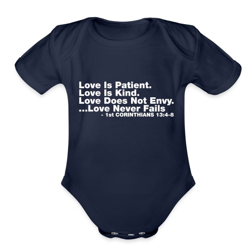 Love Bible Verse - Organic Short Sleeve Baby Bodysuit