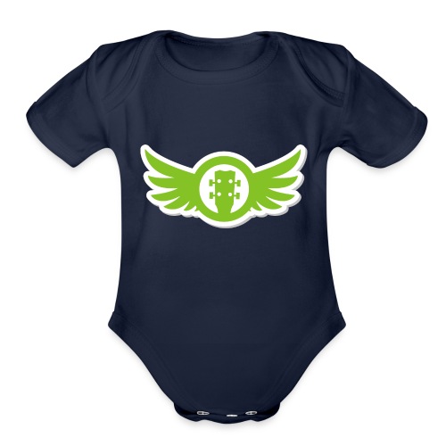 Ukulele Gives You Wings (Green) - Organic Short Sleeve Baby Bodysuit