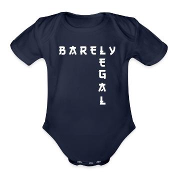 Barely Legal - Organic Short Sleeve Baby Bodysuit - dark navy - Front