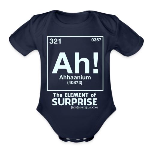 Ah! the Element of Surprise WHITE - Organic Short Sleeve Baby Bodysuit