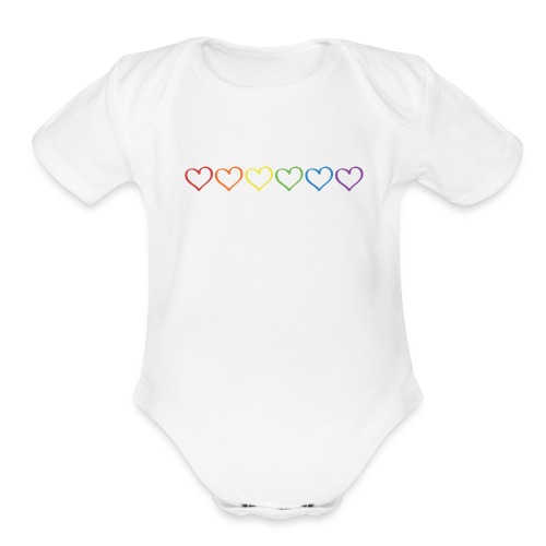 Pride Hearts Outline - Organic Short Sleeve Baby Bodysuit