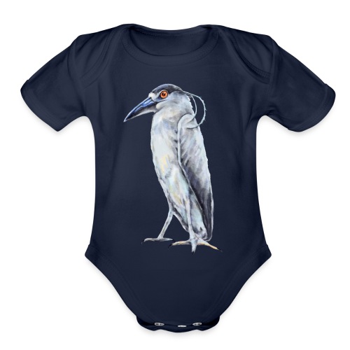 Black Crowned Night Heron - Organic Short Sleeve Baby Bodysuit