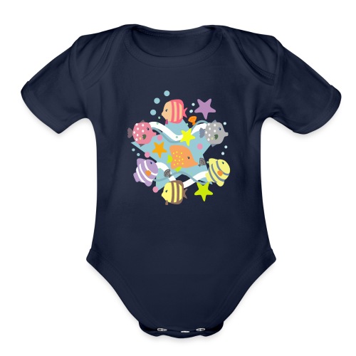 Fishes - Organic Short Sleeve Baby Bodysuit