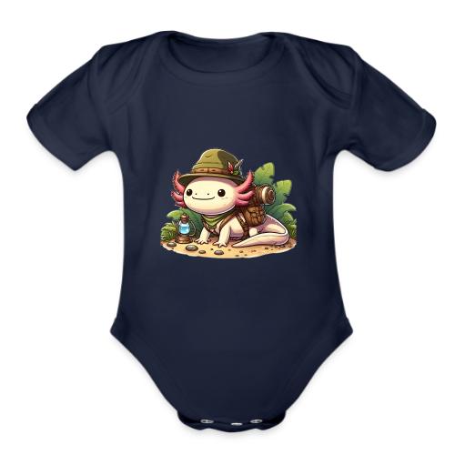 Cute Axolotl Adventure Graphic - Organic Short Sleeve Baby Bodysuit