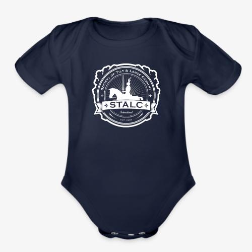 STALC Logo White only - Organic Short Sleeve Baby Bodysuit