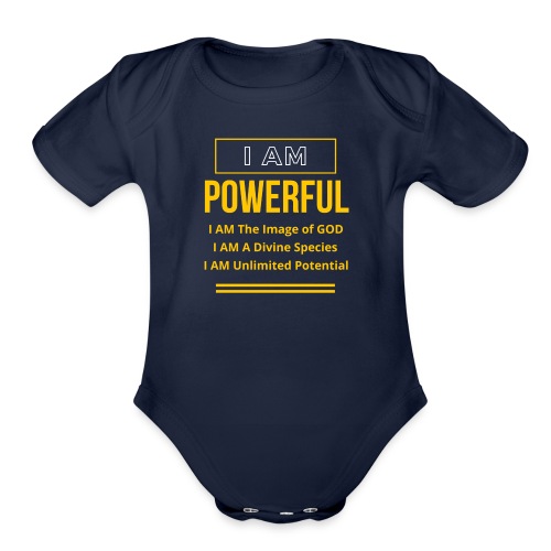 I AM Powerful (Dark Collection) - Organic Short Sleeve Baby Bodysuit
