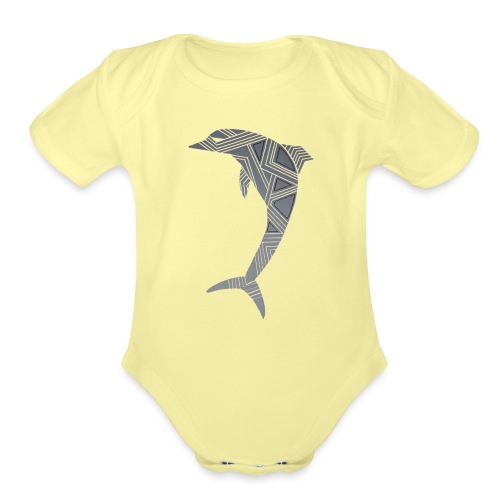 dolphin art deco - Organic Short Sleeve Baby Bodysuit