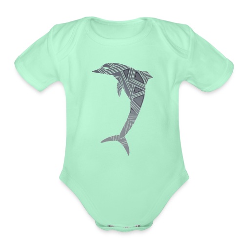 dolphin art deco - Organic Short Sleeve Baby Bodysuit