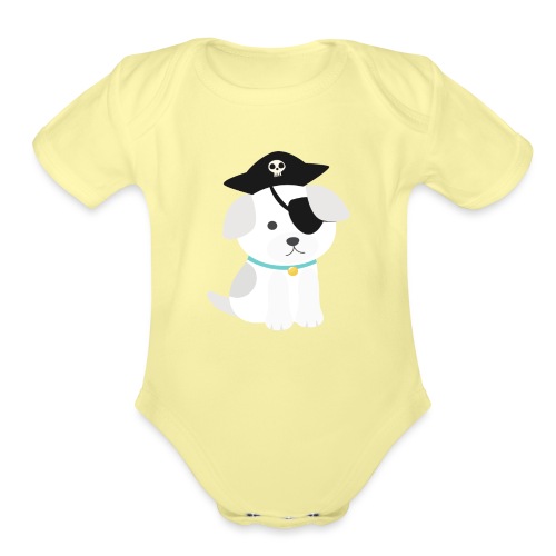 Dog with a pirate eye patch doing Vision Therapy! - Organic Short Sleeve Baby Bodysuit