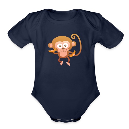 Smiling Happy Monkey - Organic Short Sleeve Baby Bodysuit