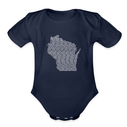 Binary Wisconsin Outline - Organic Short Sleeve Baby Bodysuit