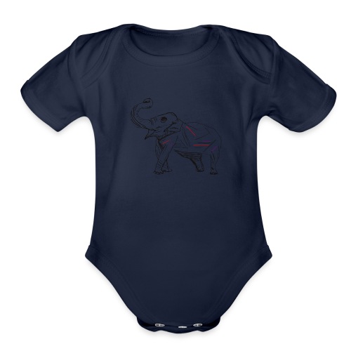 Jazzy elephant - Organic Short Sleeve Baby Bodysuit