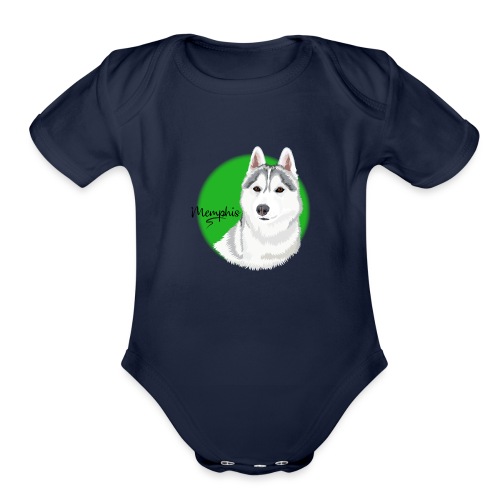 Memphis the Husky from Gone to the Snow Dogs - Organic Short Sleeve Baby Bodysuit