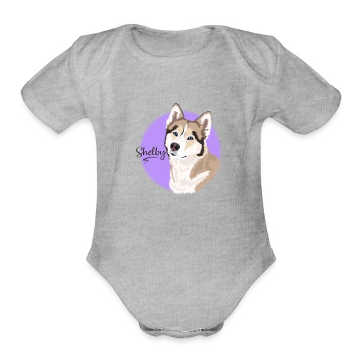 Shelby the Husky from Gone to the Snow Dogs - Organic Short Sleeve Baby Bodysuit