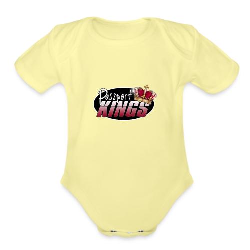 Passport Kings logo for dark shirts - Organic Short Sleeve Baby Bodysuit