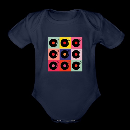 Records in the Fashion of Warhol - Organic Short Sleeve Baby Bodysuit