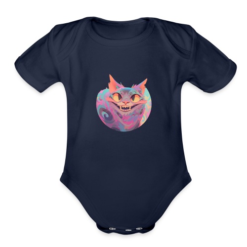 Handsome Grin Cat - Organic Short Sleeve Baby Bodysuit