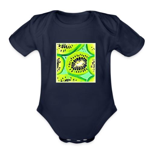 Kiwi Slices, Vibrant and Fresh - Organic Short Sleeve Baby Bodysuit