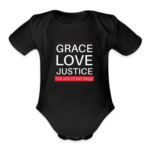 Grace Love Justice - square - Organic Short Sleeve Baby Bodysuit