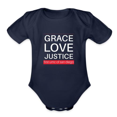 Grace Love Justice - square - Organic Short Sleeve Baby Bodysuit