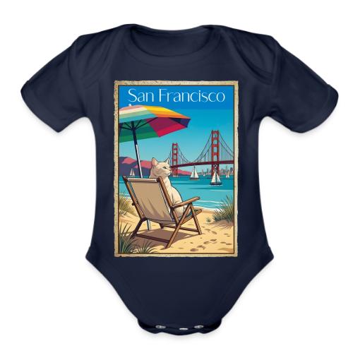San Francisco Beach Cat - Organic Short Sleeve Baby Bodysuit