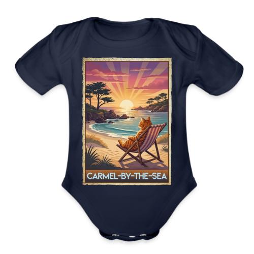 Beach Cat At Carmel-By-The-Sea - Organic Short Sleeve Baby Bodysuit