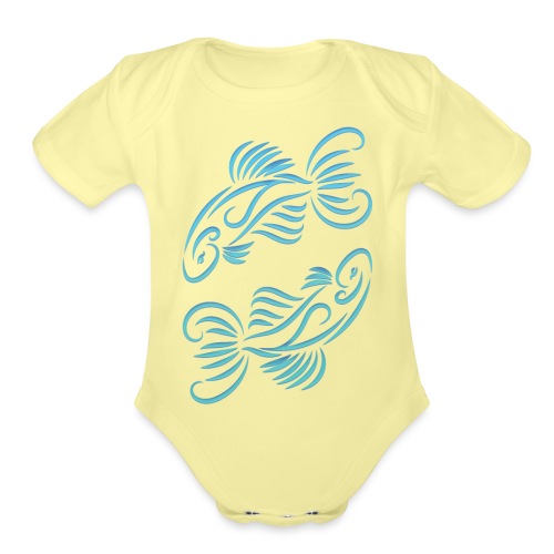 Pisces Zodiac Fish Water Sign Blue Green - Organic Short Sleeve Baby Bodysuit