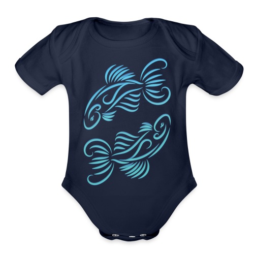 Pisces Zodiac Fish Water Sign Blue Green - Organic Short Sleeve Baby Bodysuit