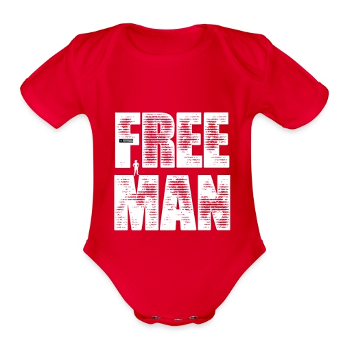 FREE MAN - White Graphic - Organic Short Sleeve Baby Bodysuit
