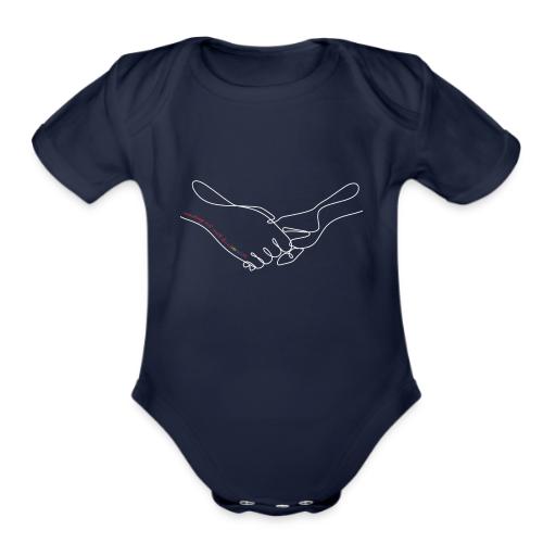 Reaching Out With Love (white outlines) - Organic Short Sleeve Baby Bodysuit