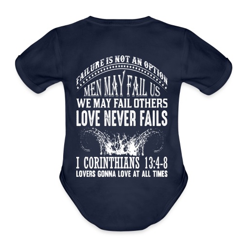 Love Never Fails - Tank Top - Women's - Organic Short Sleeve Baby Bodysuit