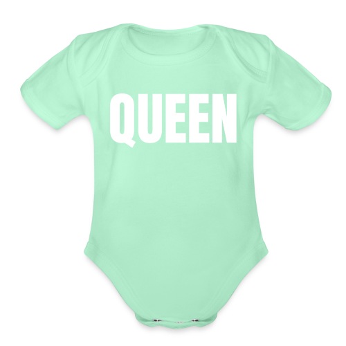 QUEEN (in white letters) - Organic Short Sleeve Baby Bodysuit