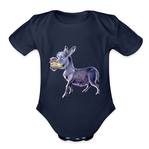 Funny Keep Smiling Donkey - Organic Short Sleeve Baby Bodysuit