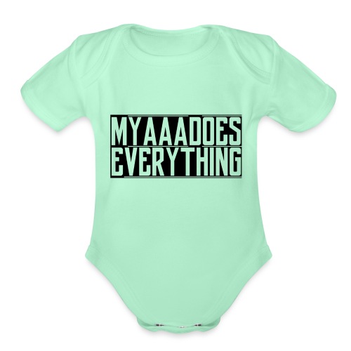 MyaaaDoesEverything (Black) - Organic Short Sleeve Baby Bodysuit