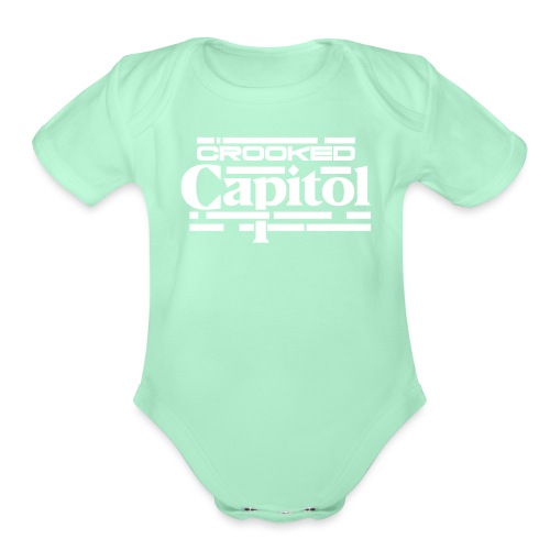 Crooked Capitol Logo White - Organic Short Sleeve Baby Bodysuit