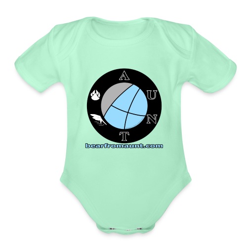 Bear From AUNT Full Logo - Organic Short Sleeve Baby Bodysuit